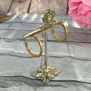 50’s/6’0’s Trifari Crown 👑 rope pierced hoop earrings gold tone
